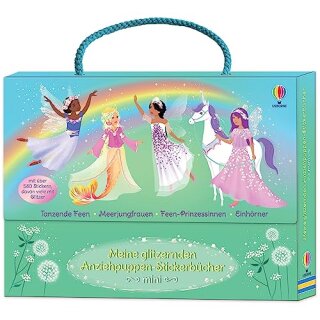 Glitzernde Anziehpuppen Sticker Koffer