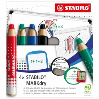 STABILO MARKdry 4er Etui mit Spitz+Lappe