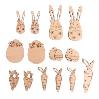 Holz Streuteile Ostern, FSC Mix Credit, natur, 1,7-6cm, sortiert, SB-Btl. 14Stück