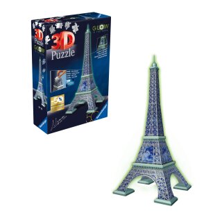Ravensburger 3D Puzzle 11591 - Eiffelturm Glow-In-The-Dark Edition - Das Wahrzeichen aus Paris, nachleuchtend, als Geschenk oder zum selber Puzzeln in 3D ab 10 Jahren