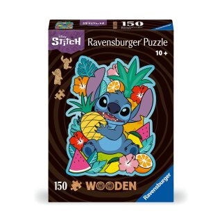 Ravensburger WOODEN Puzzle 12000758 - Disney Stitch - 150 Teile Kontur-Holzpuzzle mit stabilen, individuellen Puzzleteilen und 15 kleinen Holzfiguren = Whimsies, für Erwachsene und Kinder ab 10 Jahren