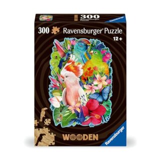 Ravensburger WOODEN Puzzle 12000760 - Exotische Vögel - 300 Teile Kontur-Holzpuzzle mit stabilen, individuellen Puzzleteilen und 25 kleinen Holzfiguren , für Erwachsene und Kinder ab 12 Jahren