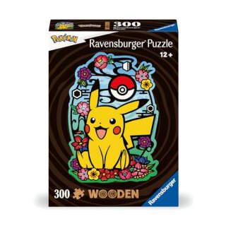 Ravensburger WOODEN Puzzle 12000761 - Pikachu - 300 Teile Kontur-Holzpuzzle mit stabilen, individuellen Puzzleteilen und 25 kleinen Holzfiguren = Whimsies, für Pokemon-Fans ab 12 Jahren