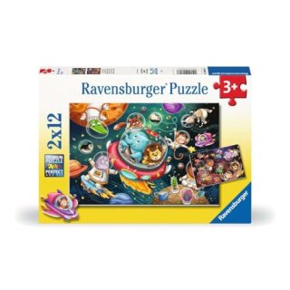 Ravensburger Kinderpuzzle - 12000857 Tiere im Weltall - 2x12 Teile Puzzle für Kinder ab 3 Jahren