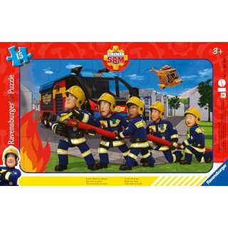 Ravensburger Kinderpuzzle 12001030 - Unsere Retter im Einsatz -  15 Teile Fireman Sam Rahmenpuzzle für Kinder ab 3 Jahren