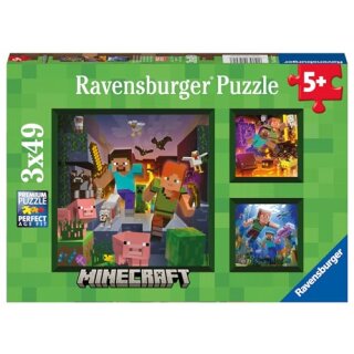 Ravensburger Kinderpuzzle 05621 - Minecraft Biomes -  3x49 Teile Minecraft Puzzle für Kinder ab 5 Jahren