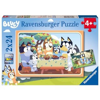 Ravensburger Kinderpuzzle 05711 - Auf gehts! -  2x24 Teile Bluey Puzzle für Kinder ab 4 Jahren