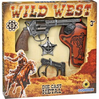 Wild West Single Revolver 8 Shots Playset box