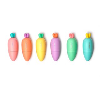 SET OF 6 MINI HIGHLIGHTERS - CARRATE TEAM - CARROT