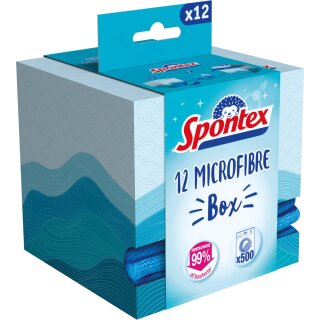 Mikrofasertücher 12er Spontex in Box gegen Schmutz und Baktieren