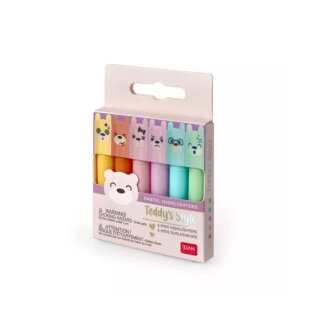 SET OF 6 MINI HIGHLIGHTERS - TEDDYS STYLE - TEDDY BEAR