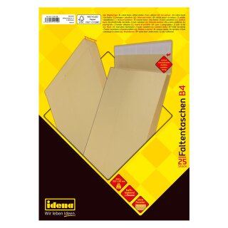 Idena Faltentaschen DIN B4 braun 150g haftklebend 25 Stück