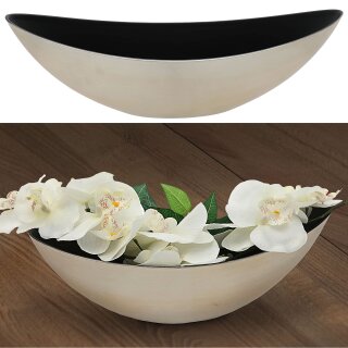 Deko Schale, oval, Champagnerfarbe/schwarz, M, ca.39x12x13cm