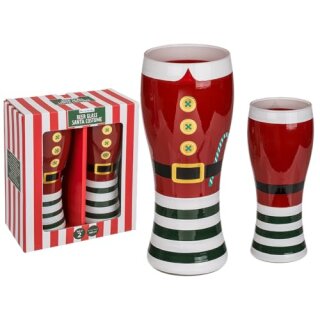 Bierglas, Santa Kostüm, für ca. 460 ml, H: ca. 18 cm,2er Set in Fensterbox