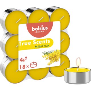 AAO Duft-Teelichte Alu 4 Stunden 18er Pack True Scents Mimose