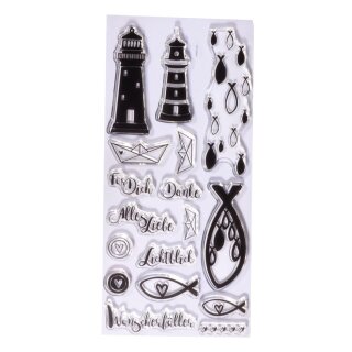 Clear Stamps - Fische, Leuchtturm & Co., 97x205mm, 17 Motive, SB-Btl. 1Bogen