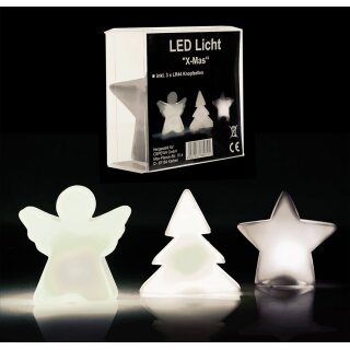 *V* LED Leuchte X-Mas, 3/s, ca. 9cmH