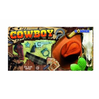 COWBOY REVOLVER 8 SHOTS & HAT, PLAYSET BOX