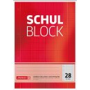 Brunnen 1052528 Schulblock / Notizblock (A4, 50 Blatt, kariert, mit Randlinien, Lineatur 28, gelocht, kopfverleimt, 70 g/m²)