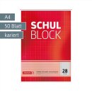 Brunnen 1052528 Schulblock / Notizblock (A4, 50 Blatt, kariert, mit Randlinien, Lineatur 28, gelocht, kopfverleimt, 70 g/m²)
