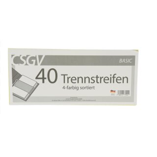 40 Trennstreifen A4 farbig sortiert – Recyclingkarton 190 g/m² – Register Trennblätter für Ordner & Ringbuch – Umweltfreundlich mit Blauem Engel – Rot, Blau, Gelb, Grün
