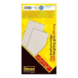 Idena Briefumschläge 75g/m² selbstklebend ohne Fenster grau DIN lang 25 Stück recycelt