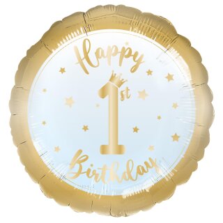 Standard 1st Birthday Boy Folienballon C40 verpackt 43 cm (inkl. Helium 2,50 €)