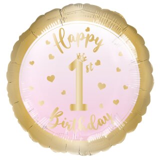 Standard 1st Birthday Girl Folienballon C40 verpackt 43 cm (inkl. Helium 2,50 €)