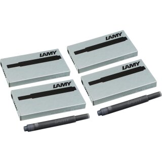 LAMY T10 4er Set Tintenpatronen mit großem Tintenvorrat - geeignet für alle Lamy Patronenfüllhaltermodelle - Inhalt 1,25ml je Patrone - 5 Stück pro Päckchen - Tintenfarbe schwarz