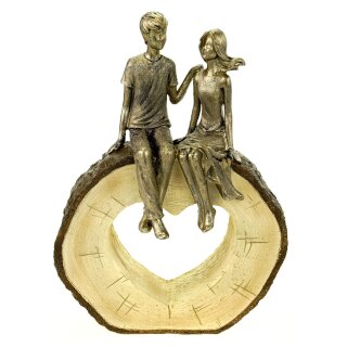 Liebespaar auf Sockel Herzform aus Poly Bronze (B/H/T) 20x28x6cm