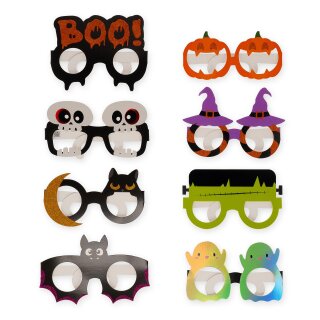 8 HALLOWEEN PAPER GLASSES - PARTY EYEGLASSES