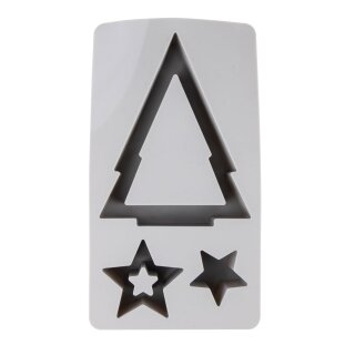 Silikon Gießform Teelichtbaum und Sterne, 14,5x26x4cm, 3 Formen, Box 1Stück