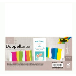 folia Briefkarten doppelt hoch weiß DIN lang 25 Stück