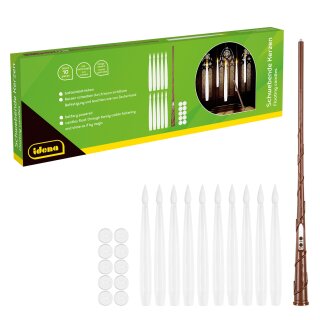 Idena Schwebende Kerzen LED warmweiß mit Zauberstab Fernbedienung weiss 10 Stück batteriebetrieben