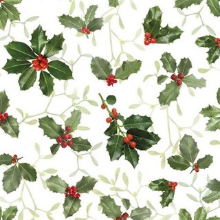 HOME FASHION Servietten Ilex and Mistletoe 33x33cm 20 Stück 3lagig