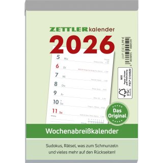 ZETTLER Wochenabreißkalender 2026 105x146mm