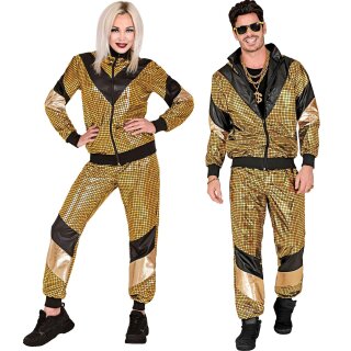 "80er JAHRE GOLD REFLEKTIERENDER TRAININGSANZUG" (Oberteil, Hose)