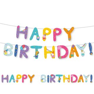 AAO Partykette Happy Birthday Peppa Pig Papier 3,2 m