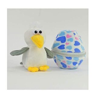 Mini Möwe Plüschtier im Ei ca. 13 cm – Süßes Kuscheltier zum Schlüpfen – Stofftier Baby Möwe mit Reißverschluss-Ei – Geschenk Kinder Mädchen Jungen Geburtstag Weihnachten Ostern Mitgebsel Nordsee