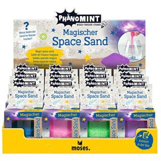 Magischer Space Sand 50g Dose Hydrophober Sand Experiment für Kinder ab 8 Jahren Bunter Sand bildet Formen unter Wasser und bleibt trocken MINT Spielzeug Dose ca. 5 x 5 cm Farblich Sortiert