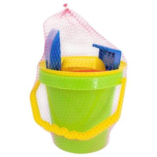 Idena Eimergarnitur 6-teilig - 1 Set - Sandspielzeug Set Kinder Sandkasten - Strandspielzeug Eimer Schaufel - Sandformen Outdoor Spielzeug ab 1 Jahr - 3fach sortiert nach Farben