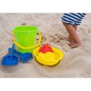 Idena Eimergarnitur 6-teilig - 1 Set - Sandspielzeug Set Kinder Sandkasten - Strandspielzeug Eimer Schaufel - Sandformen Outdoor Spielzeug ab 1 Jahr - 3fach sortiert nach Farben