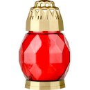 Grablampe Diamond rot gold mit Kerze - 18 x 11 cm - Glas...