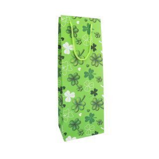 Idena Flaschentasche Glücksklee grün 12x35x9cm 128g/m²