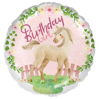 18in/45cm Horse Birthday Girl ENG (inkl. Helium 3,50 €)