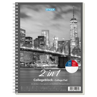 Collegeblock Duo, DIN A4, 30 Blatt liniert/ 50 Blatt kariert